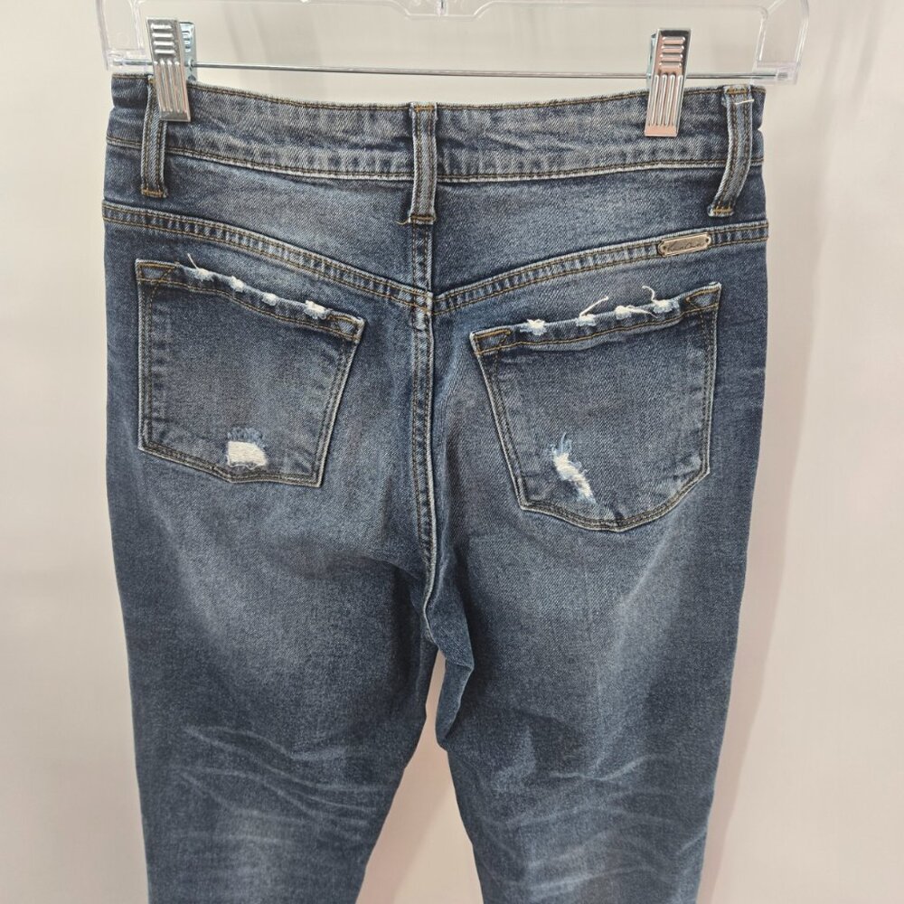 Kancan Blue Sun Moon Painted Distressed Raw Edge Jeans Waist 24 Size 1 - Picture 11 of 15